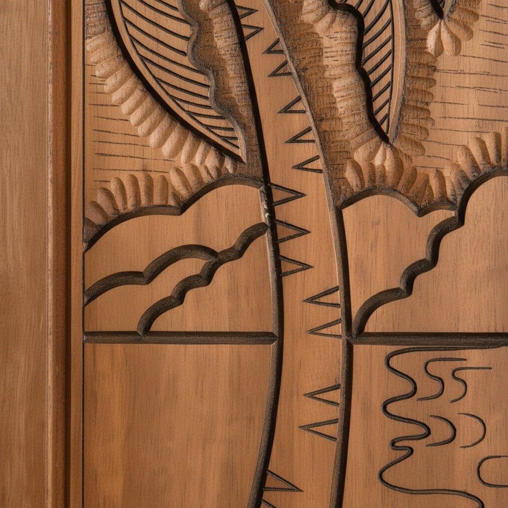 Porta Externa de Madeira Cedro Alagoano Entalhada | Ref 210 | Com Selador