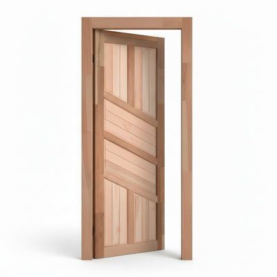 Porta Externa de Madeira Eucalipto Fingada | Ref 02 | Natural