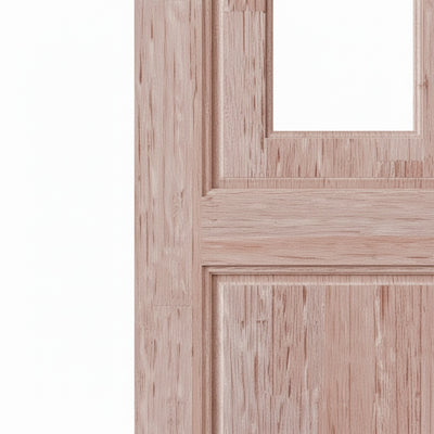 Porta Externa de Madeira Eucalipto Fingada | Ref 28 | Com Vidro | Natural