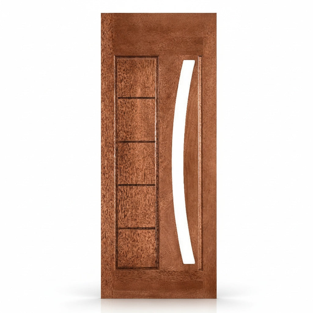 Porta Externa de Madeira Cedro Alagoano | Ref 31 | Vidro Arco | Com Selador