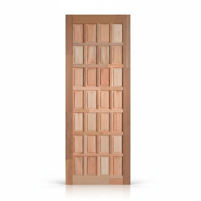 Porta Externa de Madeira Eucalipto Fingada | Ref 15 | 28 Almofadas | Natural