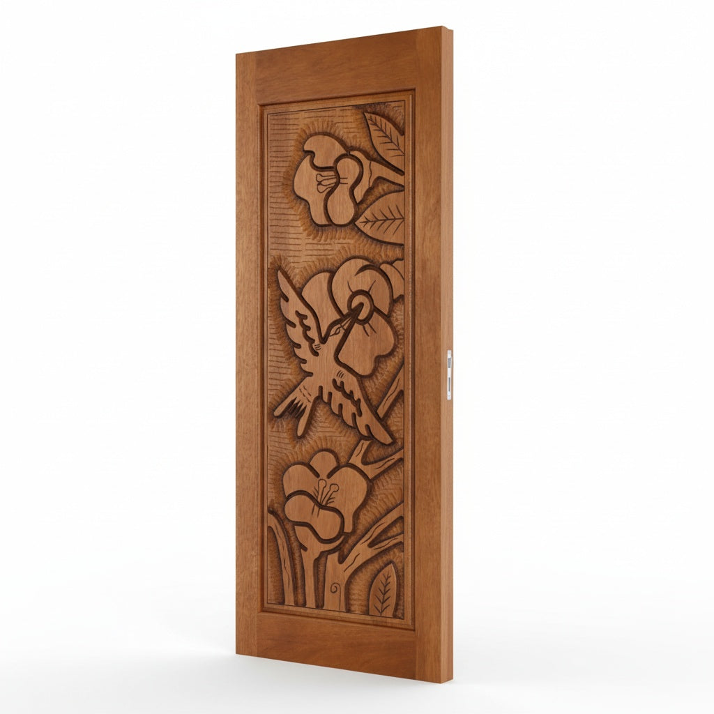 Porta Externa de Madeira Cedro Alagoano Entalhada | Ref 110 | Com Selador