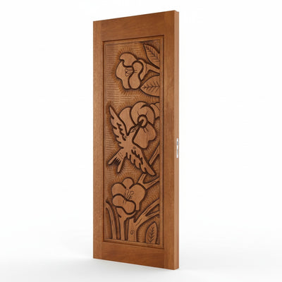 Porta Externa de Madeira Cedro Alagoano Entalhada | Ref 110 | Com Selador