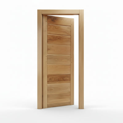 Porta Externa de Madeira Pau Brasil Tauari | Ref 32 Pop | 10 Faixas | Natural