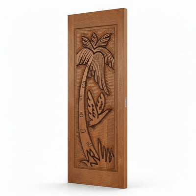 Porta Externa de Madeira Cedro Alagoano Entalhada | Ref 100 | Com Selador