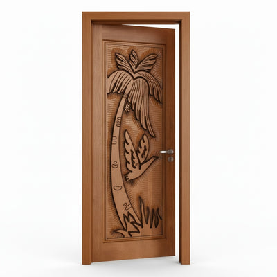 Porta Externa de Madeira Cedro Alagoano Entalhada | Ref 125 | Com Selador