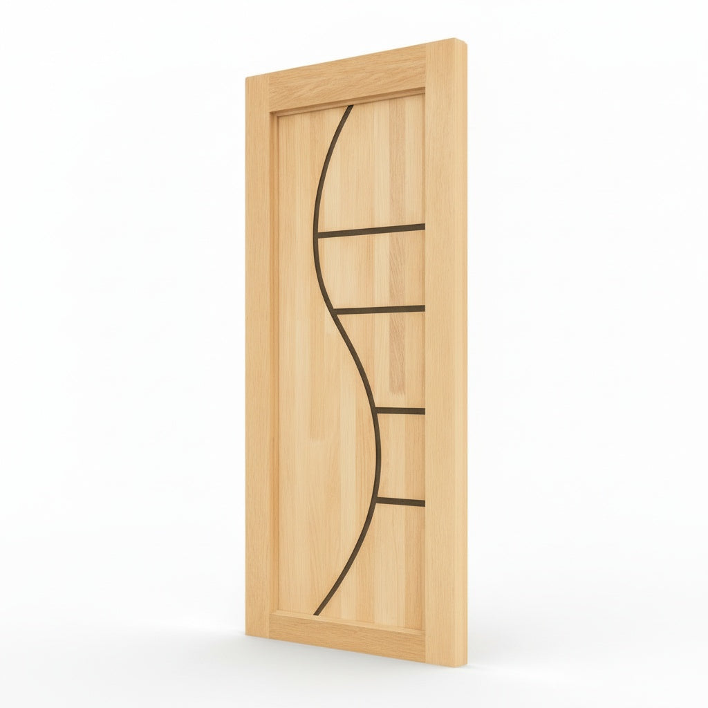 Porta Externa de Madeira Eucalipto Fingada | Ref 96 | Natural