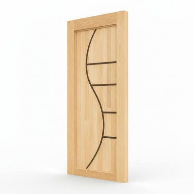 Porta Externa de Madeira Eucalipto Fingada | Ref 96 | Natural