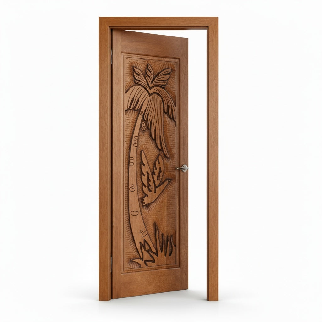 Porta Externa de Madeira Cedro Alagoano Entalhada | Ref 100 | Com Selador