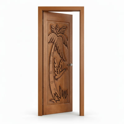 Porta Externa de Madeira Cedro Alagoano Entalhada | Ref 100 | Com Selador