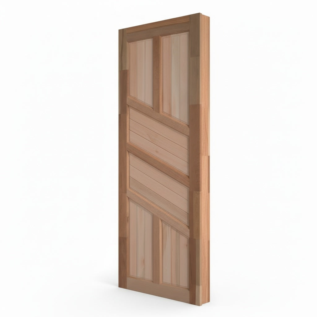 Porta Externa de Madeira Eucalipto Fingada | Ref 02 | Natural