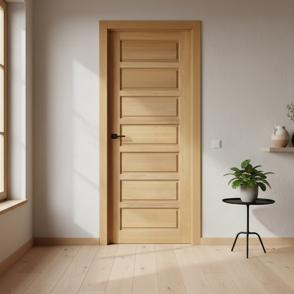 Porta Externa de Madeira Eucalipto Fingada | Ref 59 | Natural