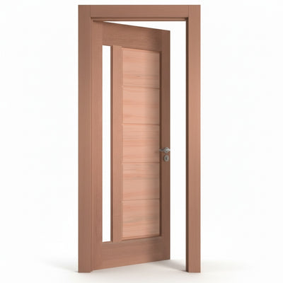 Porta Externa de Madeira Eucalipto Fingada | Ref 31 | Vidro Reto | Natural