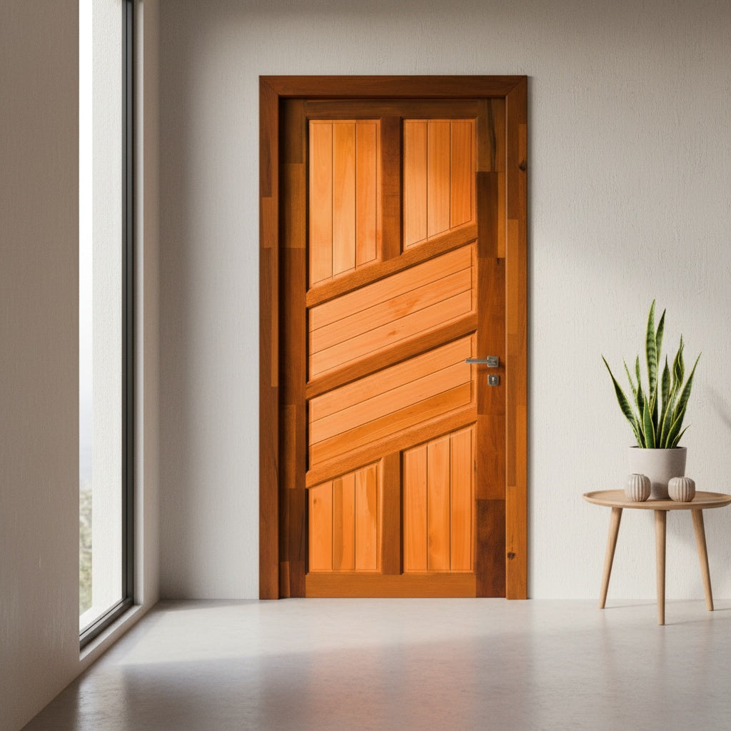 Porta Externa de Madeira Eucalipto Fingada | Ref 02 | Com Selador