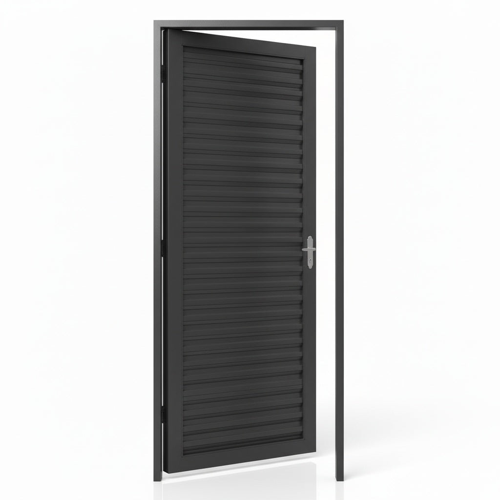 Porta com Caixilho de Aço Natural Laminado Reforçado | 215 X 6,5 CM