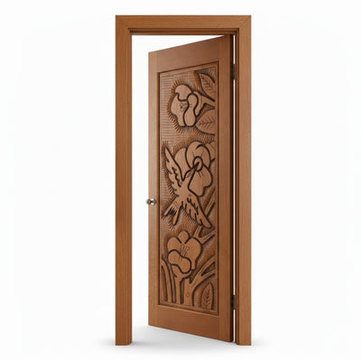 Porta Externa de Madeira Cedro Alagoano Entalhada | Ref 110 | Com Selador