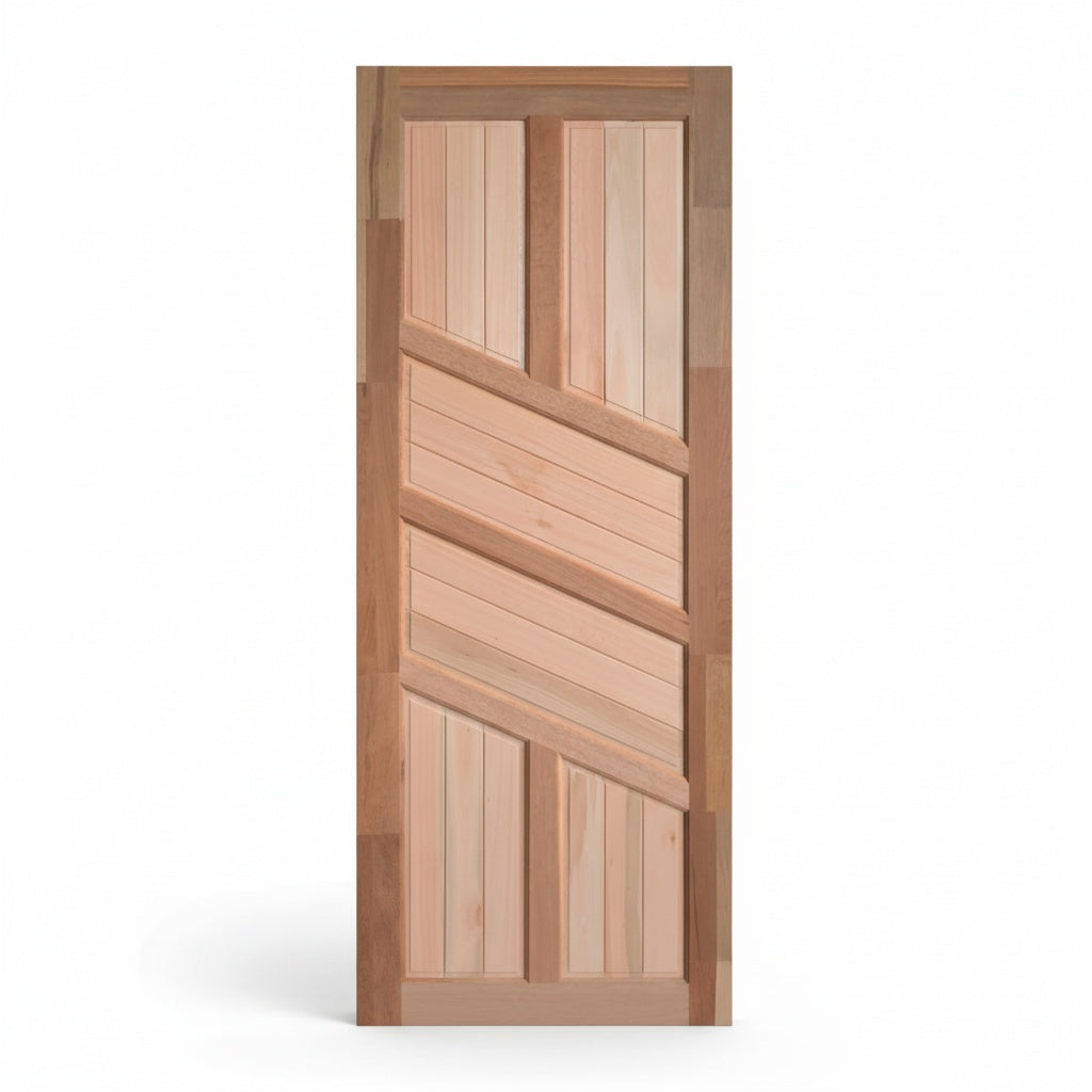 Porta Externa de Madeira Eucalipto Fingada | Ref 02 | Natural
