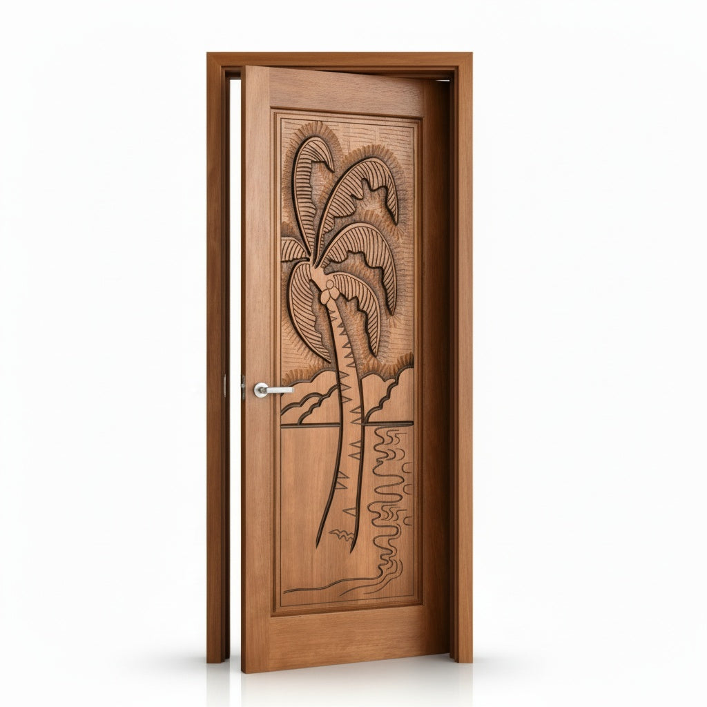 Porta Externa de Madeira Cedro Alagoano Entalhada | Ref 210 | Com Selador