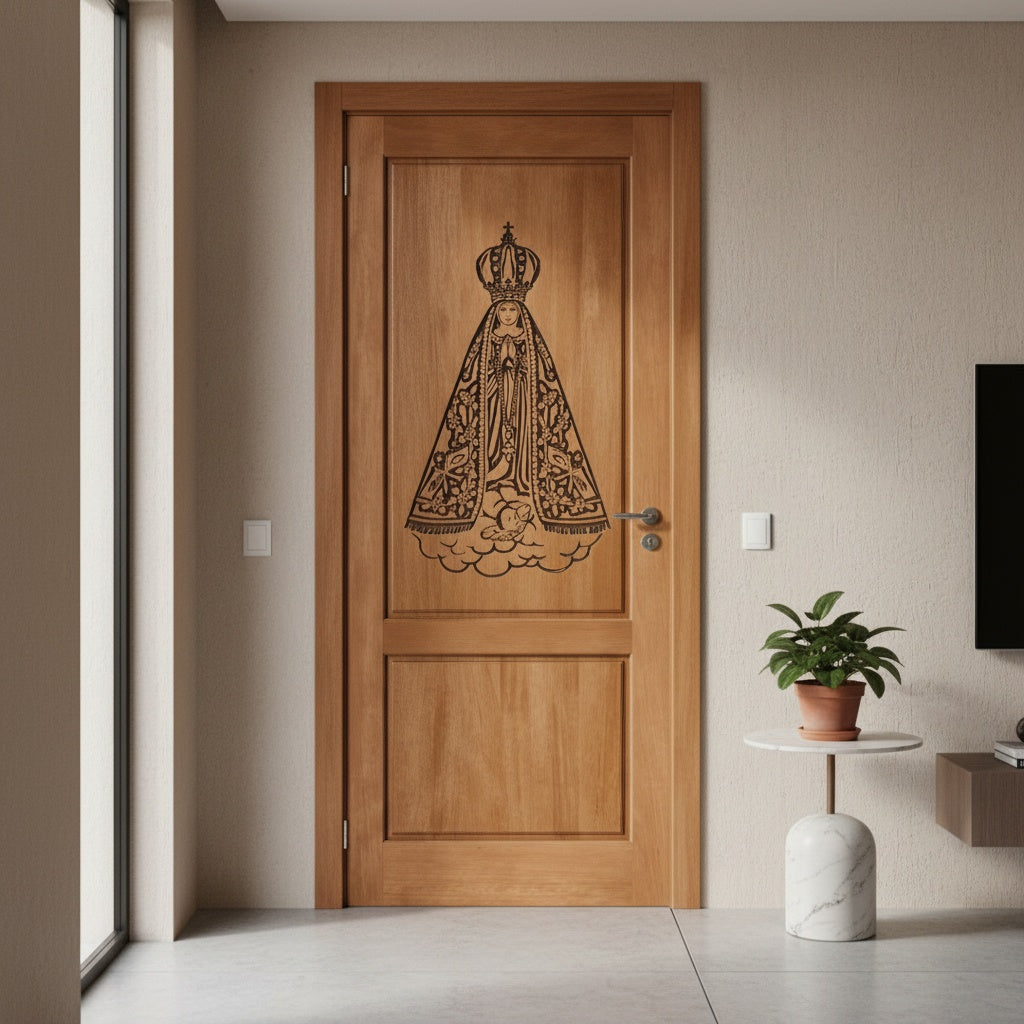 Porta Externa de Madeira Cedro Alagoano Entalhada | Ref 177 | Com Selador