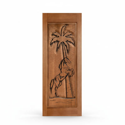 Porta Externa de Madeira Cedro Alagoano Entalhada | Ref 155 | Com Selador