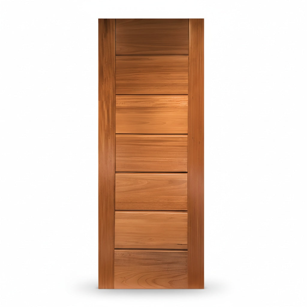 Porta Externa de Madeira Pau Brasil Jequitibá | Ref 32 | 7 Faixas | Natural