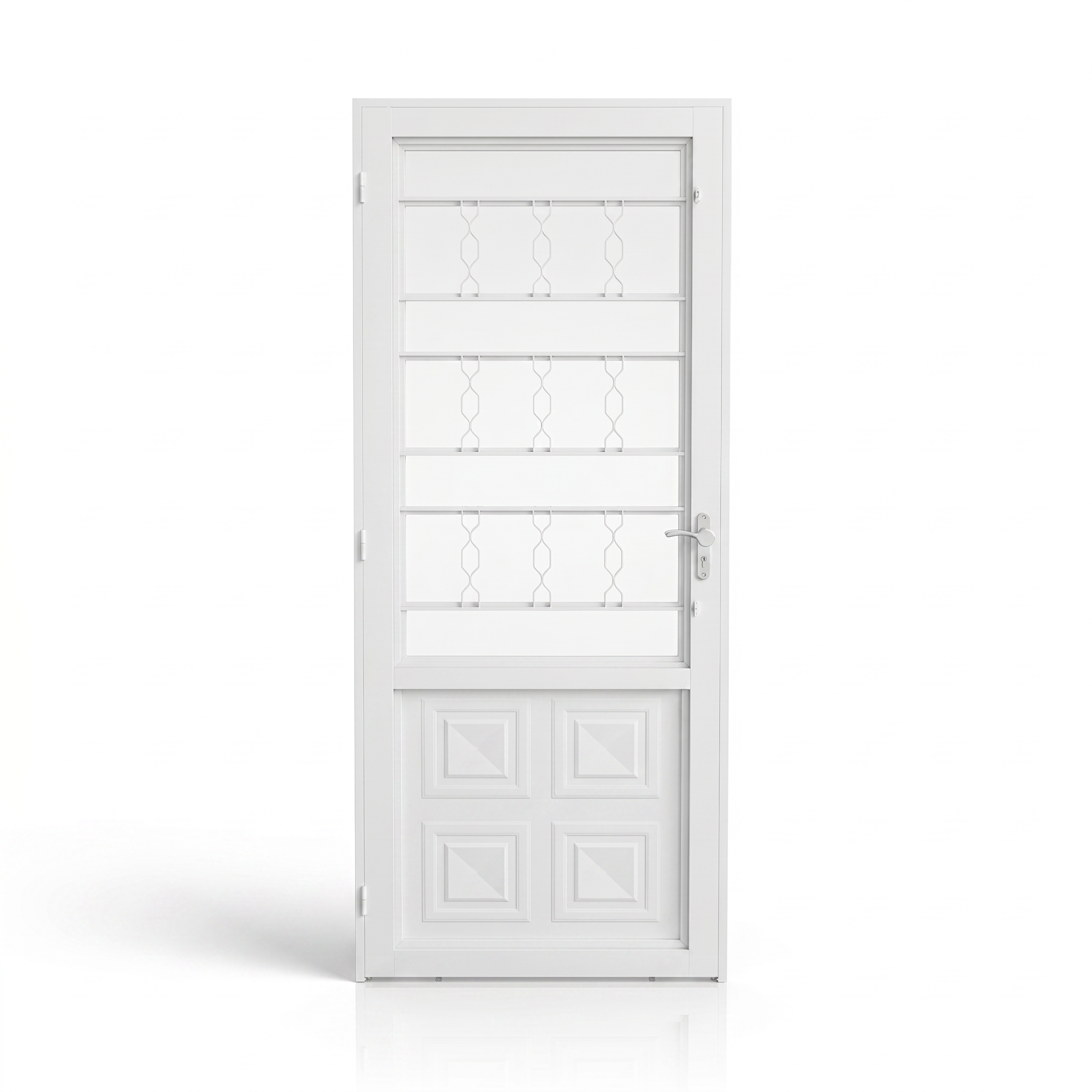 Porta com Caixilho de Aço Branco Laminado Reforçado com Postigo | 215 X 6,5 CM