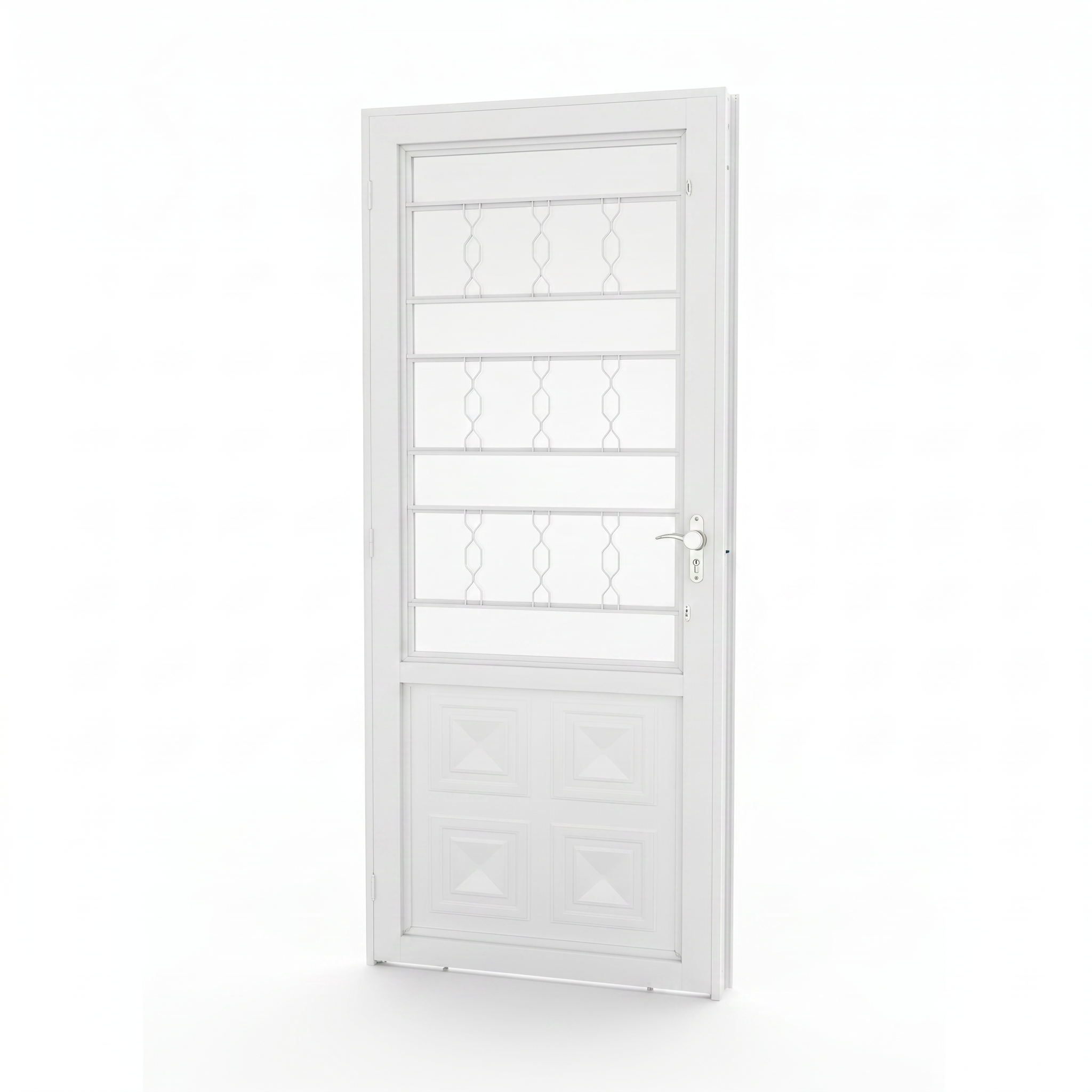 Porta com Caixilho de Aço Branco Laminado Reforçado com Postigo | 215 X 6,5 CM