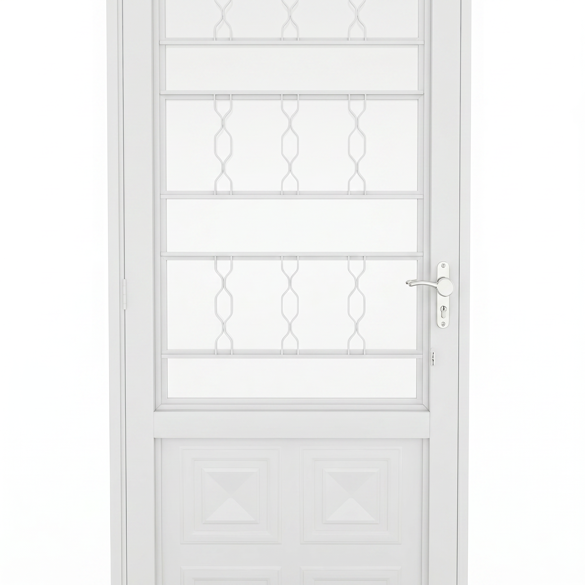 Porta com Caixilho de Aço Branco Laminado Reforçado com Postigo | 215 X 6,5 CM