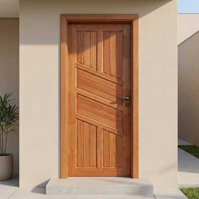 Porta Externa de Madeira Eucalipto Fingada | Ref 02 | Com Selador