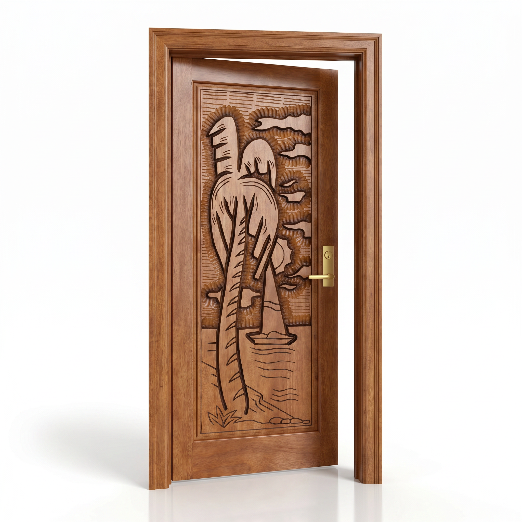Porta Externa de Madeira Cedro Alagoano Entalhada | Ref 100 | Com Selador