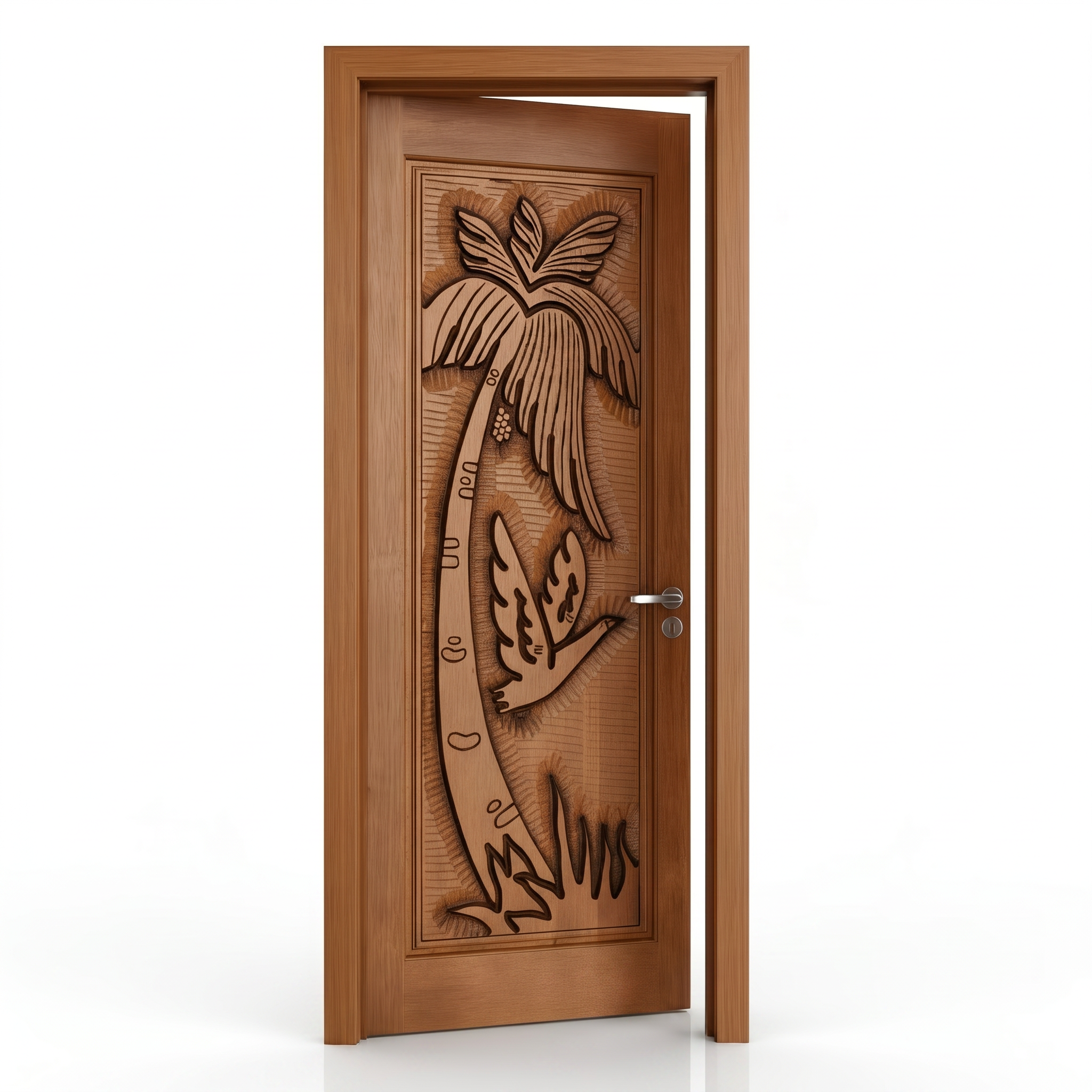 Porta Externa de Madeira Cedro Alagoano Entalhada | Ref 125 | Com Selador