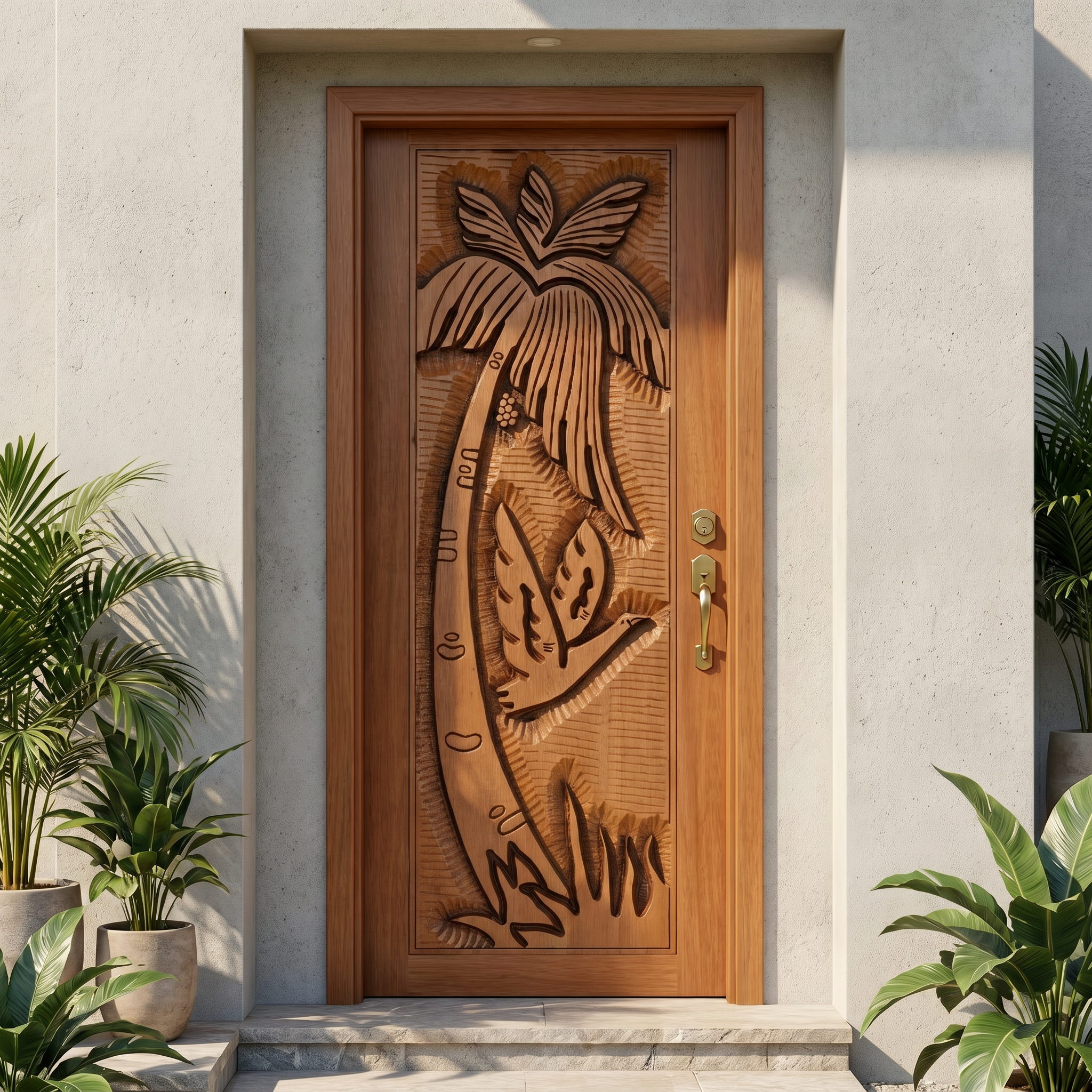 Porta Externa de Madeira Cedro Alagoano Entalhada | Ref 125 | Com Selador