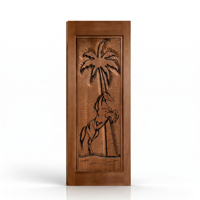 Porta Externa de Madeira Cedro Alagoano Entalhada | Ref 155 | Com Selador