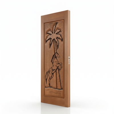 Porta Externa de Madeira Cedro Alagoano Entalhada | Ref 155 | Com Selador