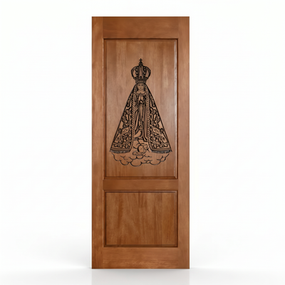 Porta Externa de Madeira Cedro Alagoano Entalhada | Ref 177 | Com Selador