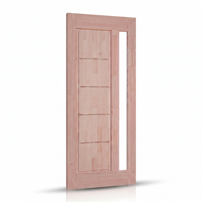 Porta Externa de Madeira Eucalipto Fingada | Ref. 31 | Abertura para Vidro | Natural