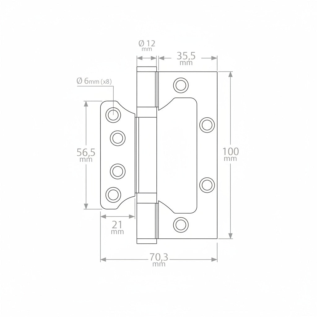 Dobradiça Inox | Sobrepor | Kit 3 Unidades