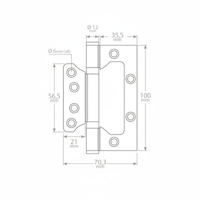 Dobradiça Inox | Sobrepor | Kit 3 Unidades