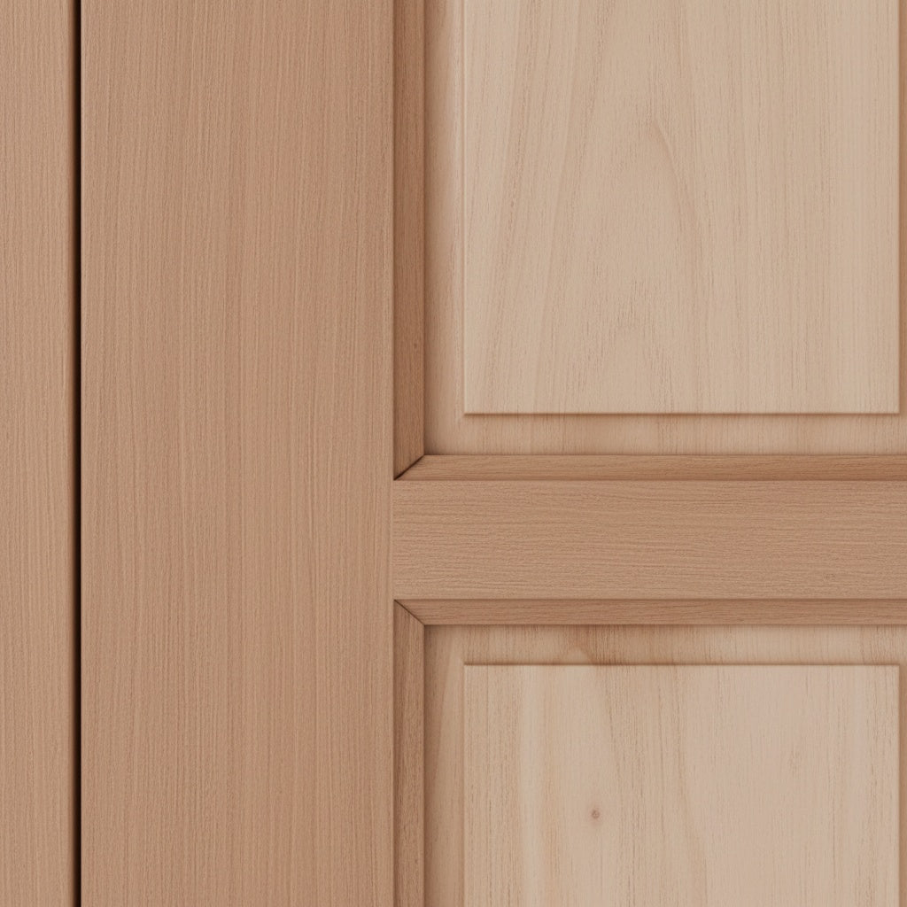 Porta Externa de Madeira Eucalipto Fingada | Ref 10 | 15 Almofadas | Natural