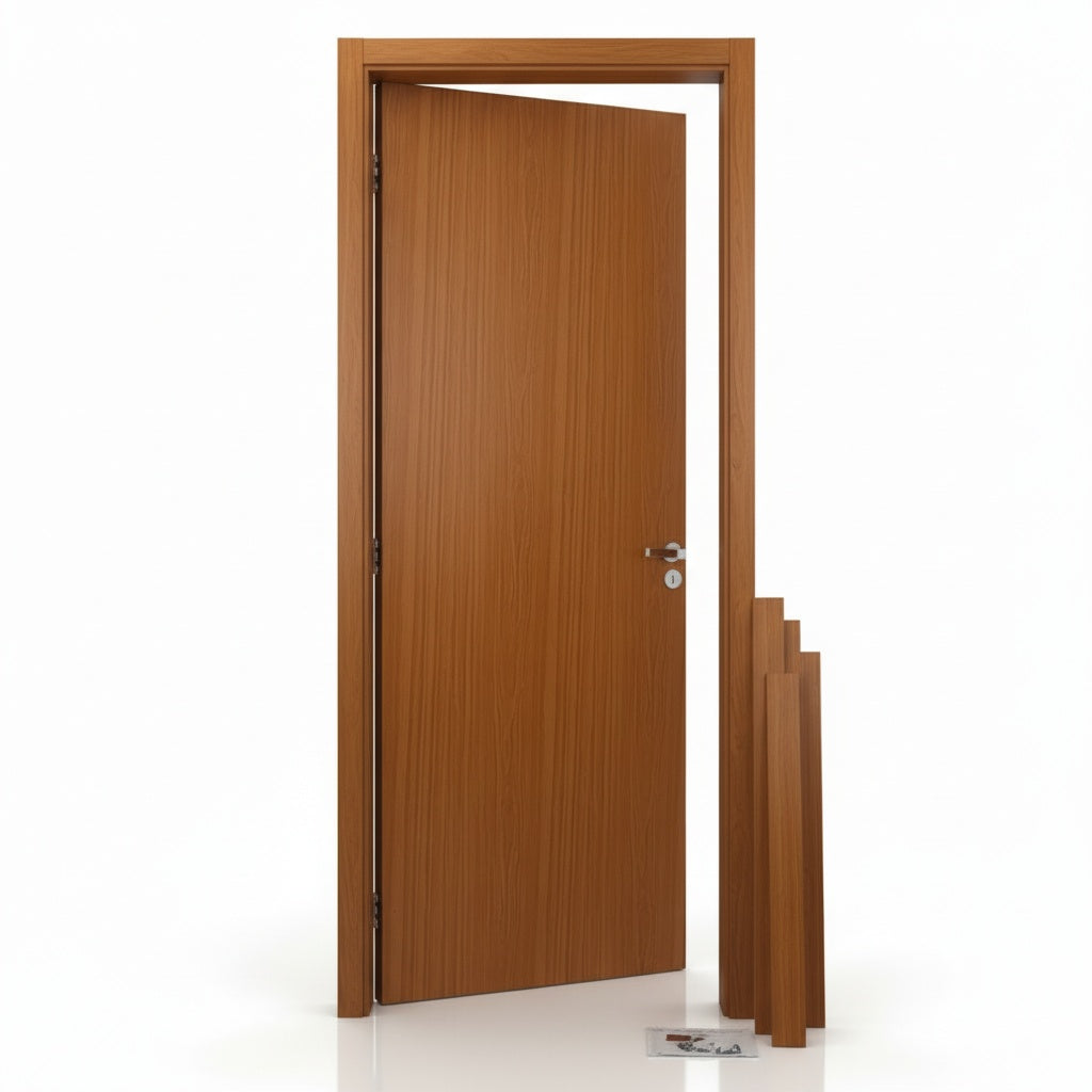 Kit Porta Pronta Interna de Madeira Mogno | Regulável 3 CM