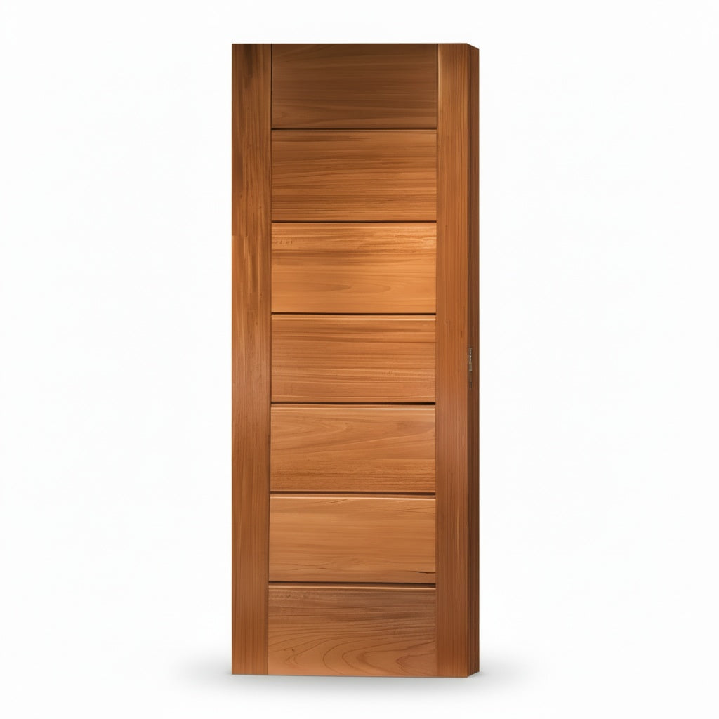 Porta Externa de Madeira Pau Brasil Jequitibá | Ref 32 | 7 Faixas | Natural