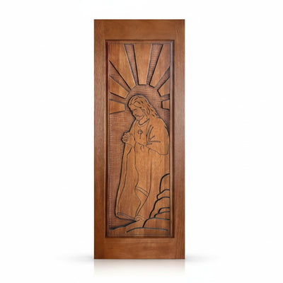 Porta Externa de Madeira Cedro Alagoano Entalhada | Ref 195 | Com Selador