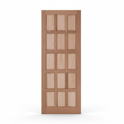 Porta Externa de Madeira Eucalipto Fingada | Ref 10 | 15 Almofadas | Natural