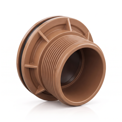 Adaptador soldável com flange Plastilit, para conectar o reservatório à rede de água fria.