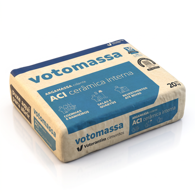 Argamassa AC-I Votomassa cinza de 20 kg, para áreas molhadas internas com base compatível.