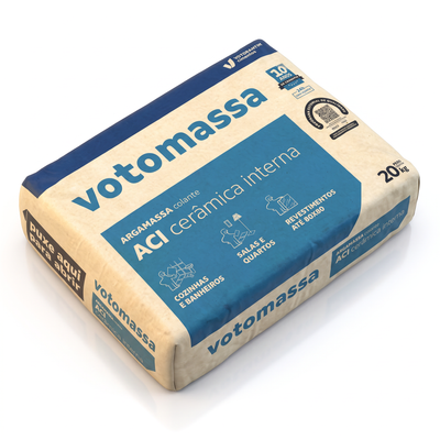 Argamassa AC-I Votomassa cinza de 20 kg, para colagem de revestimentos cerâmicos indicados.