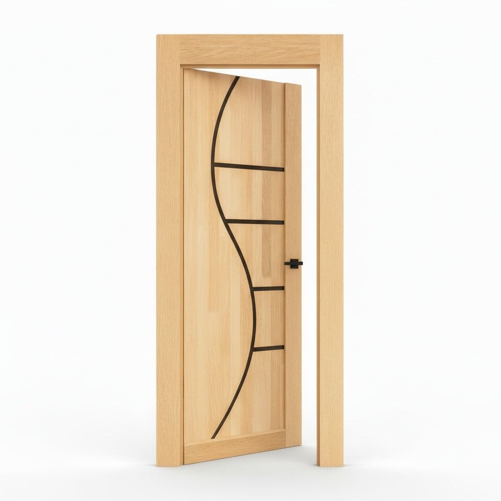 Porta Externa de Madeira Eucalipto Fingada | Ref 96 | Natural