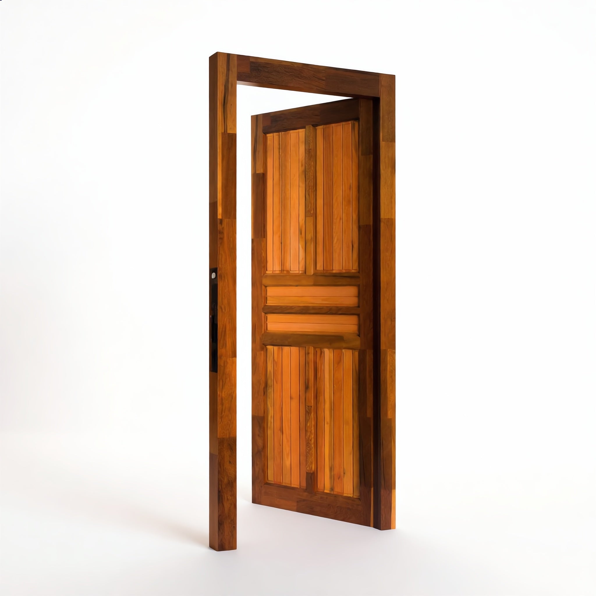 Porta Externa de Madeira Americana Eucalipto Fingada | Tipo 2 | Com Selador