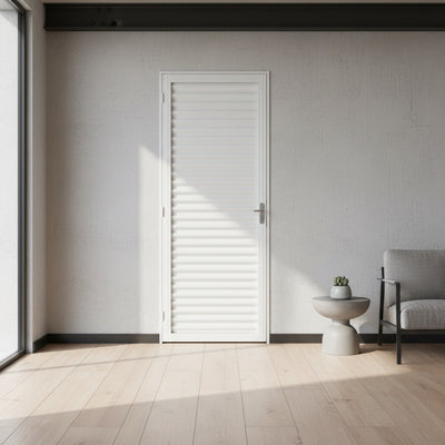 Porta com Caixilho de Aço Branco Laminado Reforçado | 215 X 6,5 CM