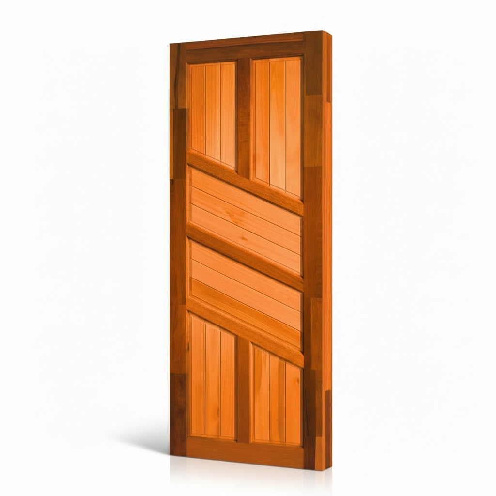 Porta Externa de Madeira Eucalipto Fingada | Ref 02 | Com Selador